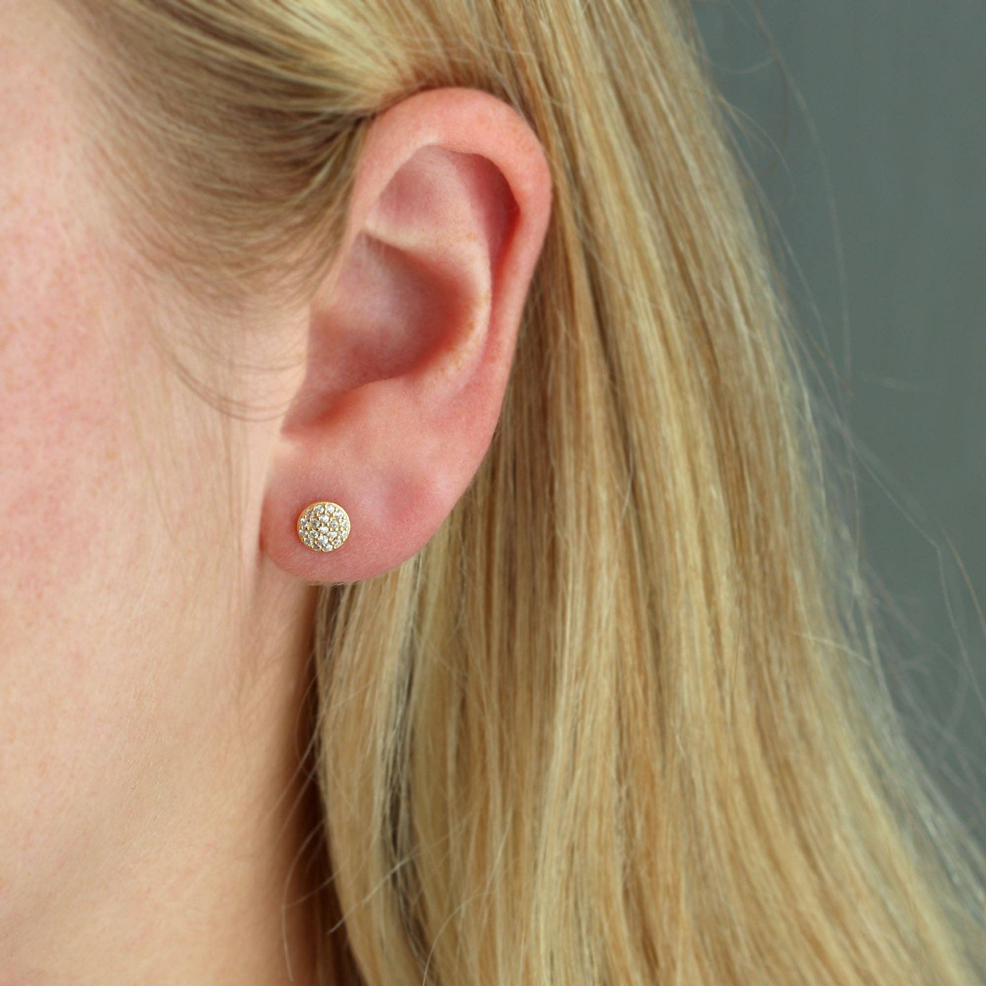 Round Crystal Stud Earrings
