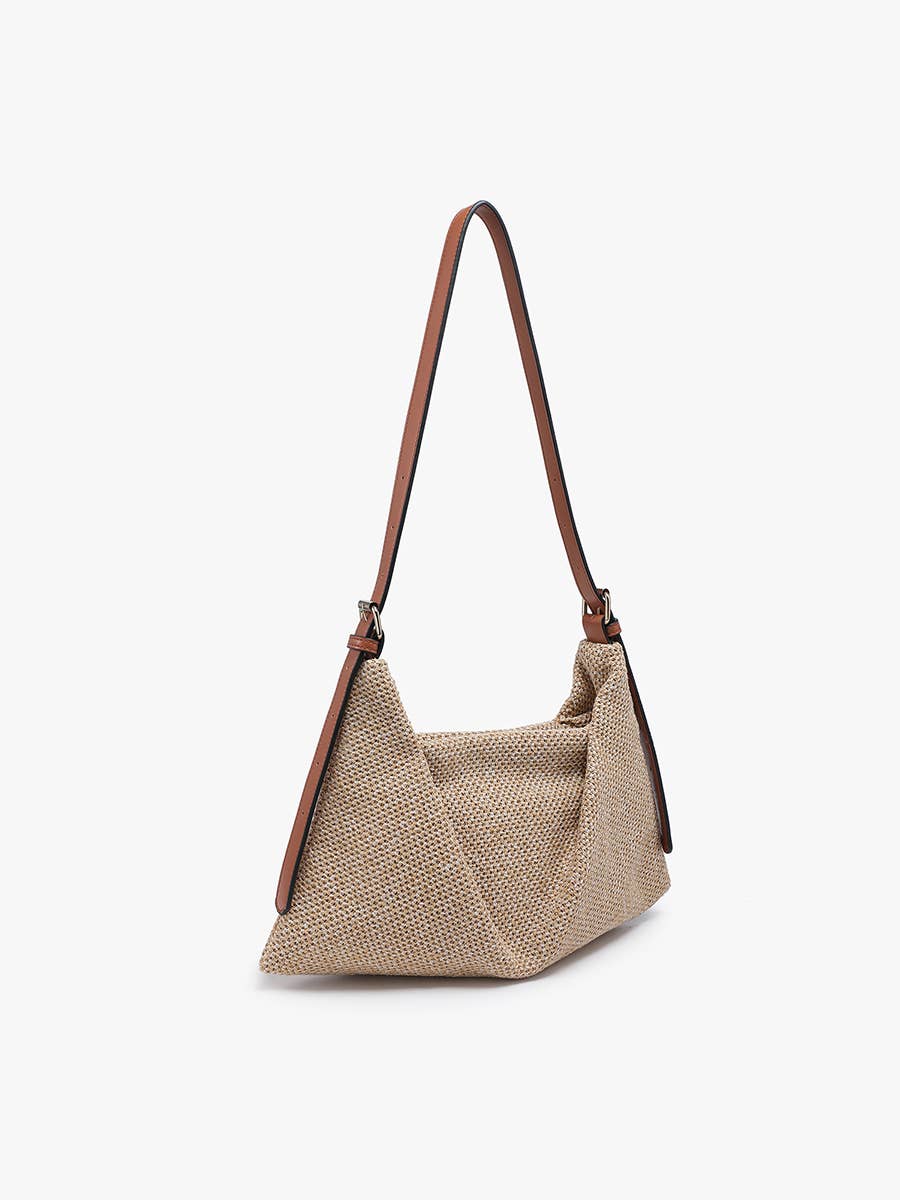 M2840 Samantha Soft Straw Woven Shoulder Bag w/ Snap Closure