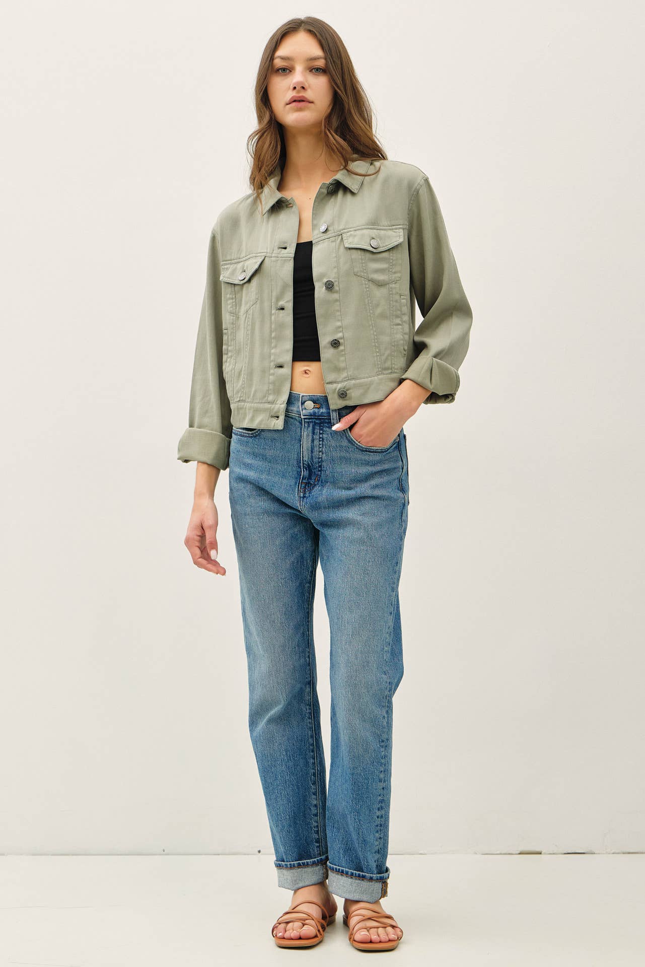 GARMENT WASHED TENCEL WESTERN JACKET