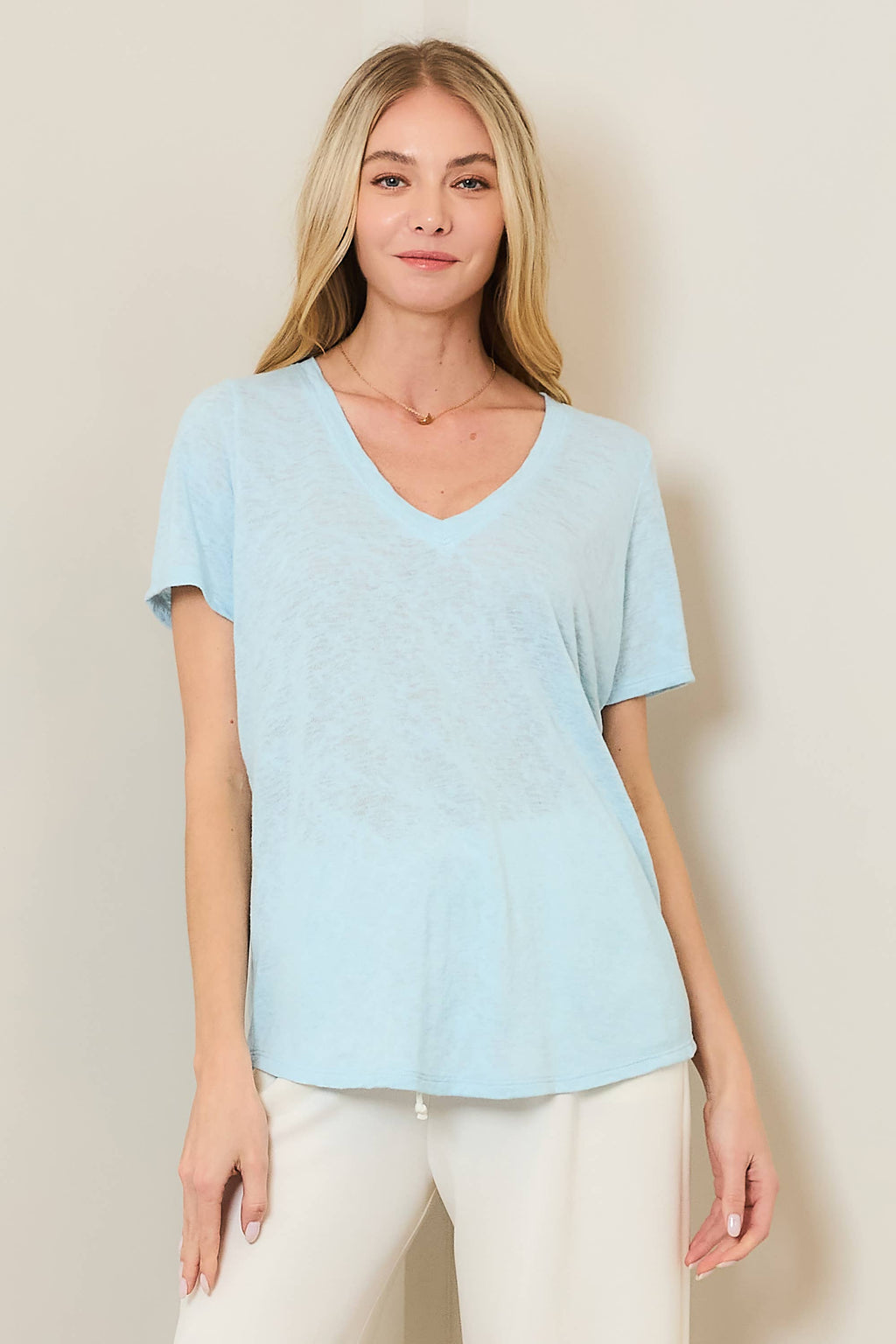 HACCI SLUB RELAXED FIT V-NECK S/S TEE FWMT3683