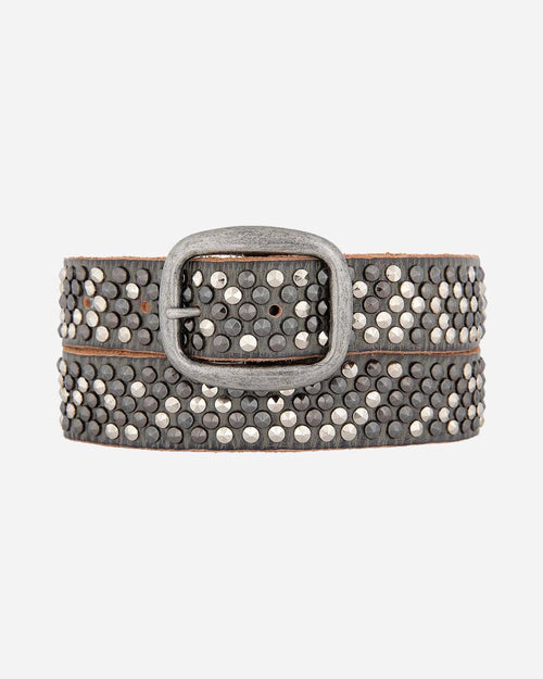 Britta | Vintage Silver Buckle Studded Leather Belt Women