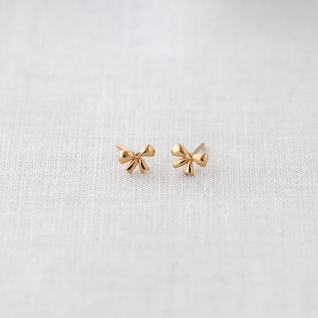 Bow Stud Earrings 18K Gold Vermeil | Sterling Silver Nickel Free Hypoallergenic Ships from CA