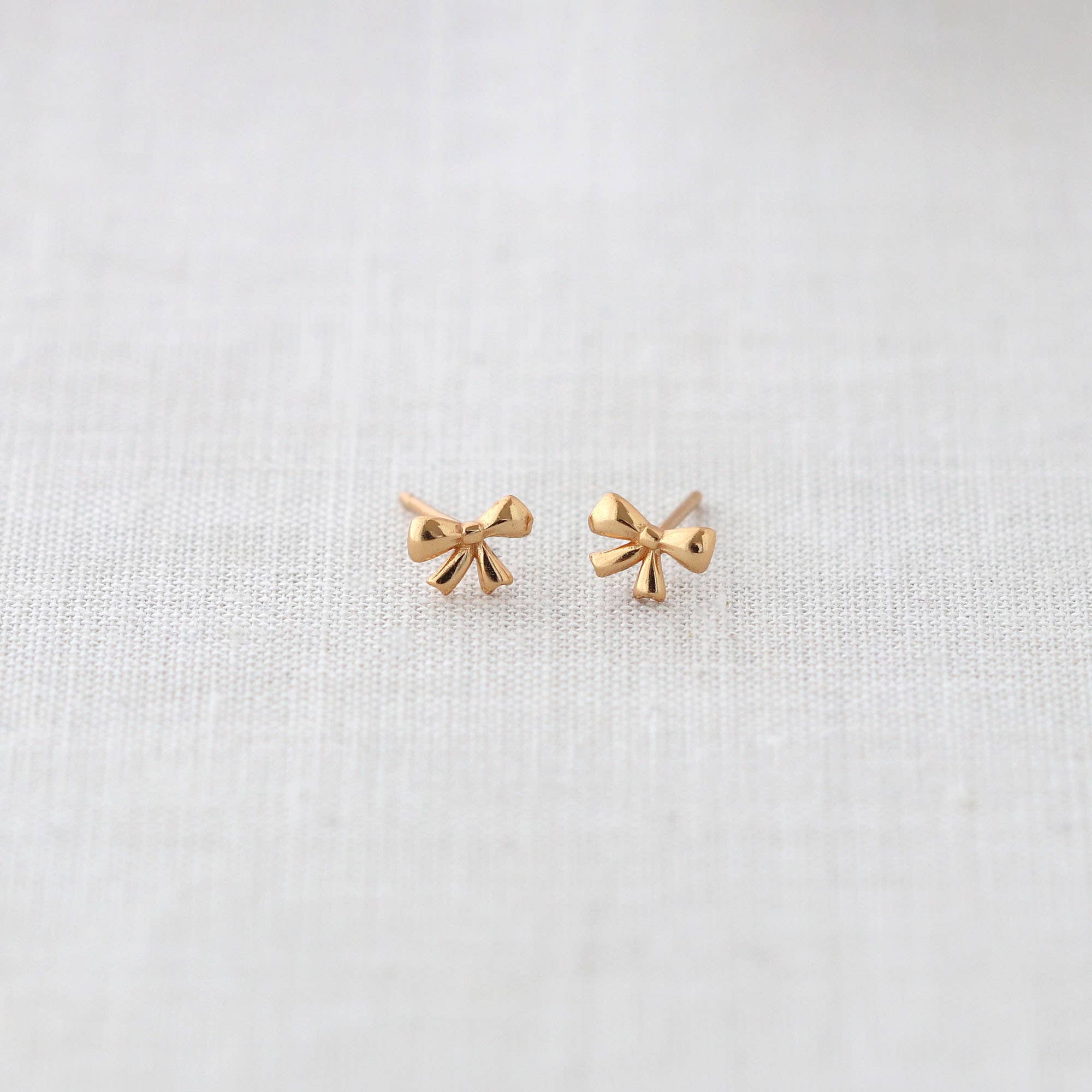 Bow Stud Earrings 18K Gold Vermeil | Sterling Silver Nickel Free Hypoallergenic Ships from CA