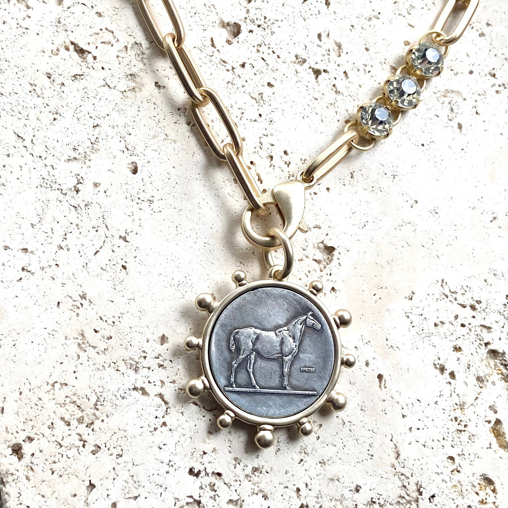 Horse equestrian queen French bee coin jewelry medallion