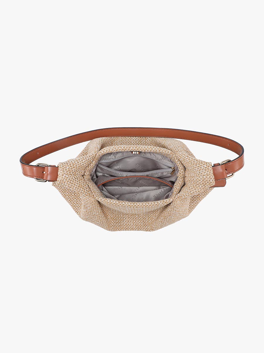 M2840 Samantha Soft Straw Woven Shoulder Bag w/ Snap Closure