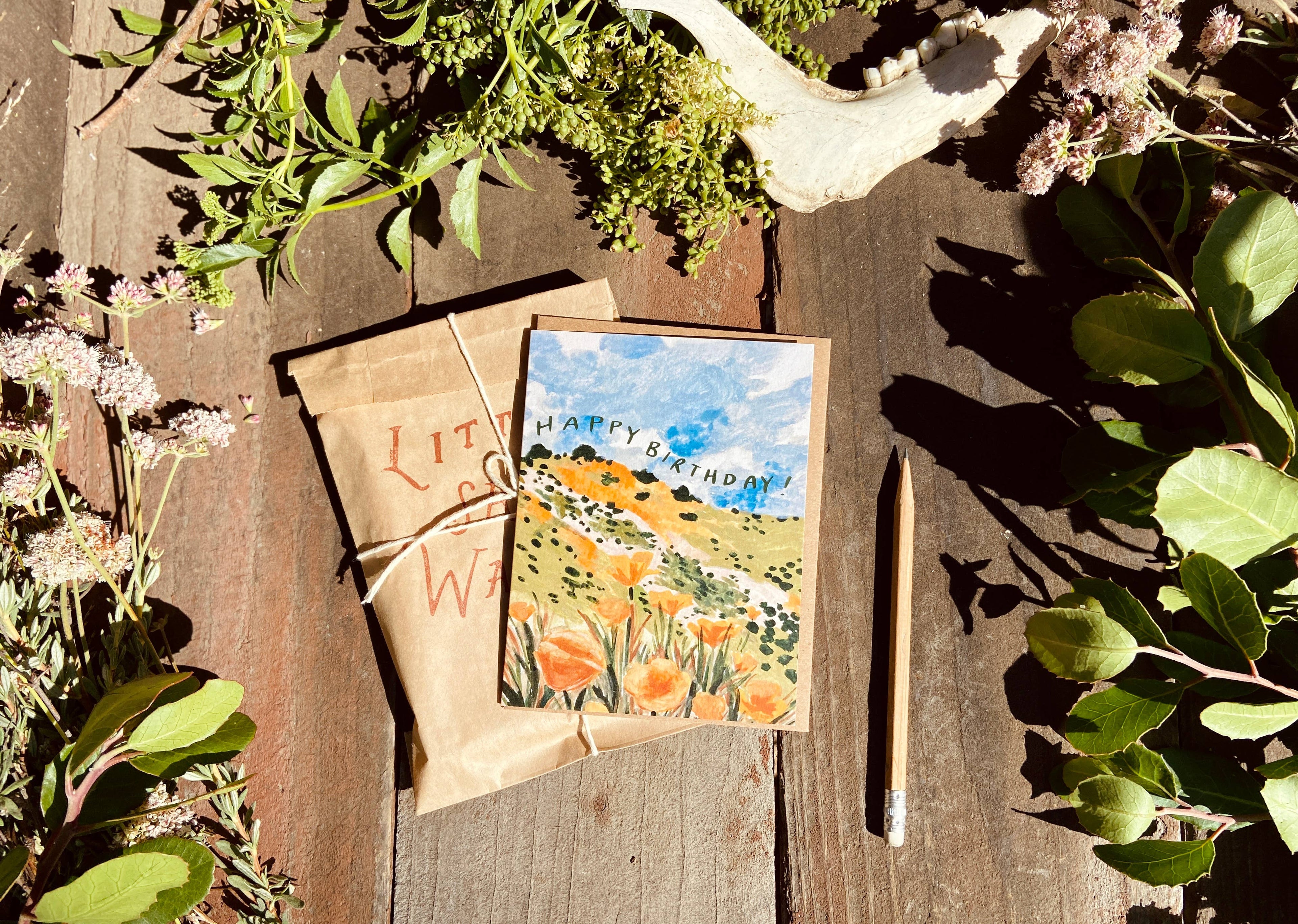 California Golden Poppy Wildflower Happy Birthday Card