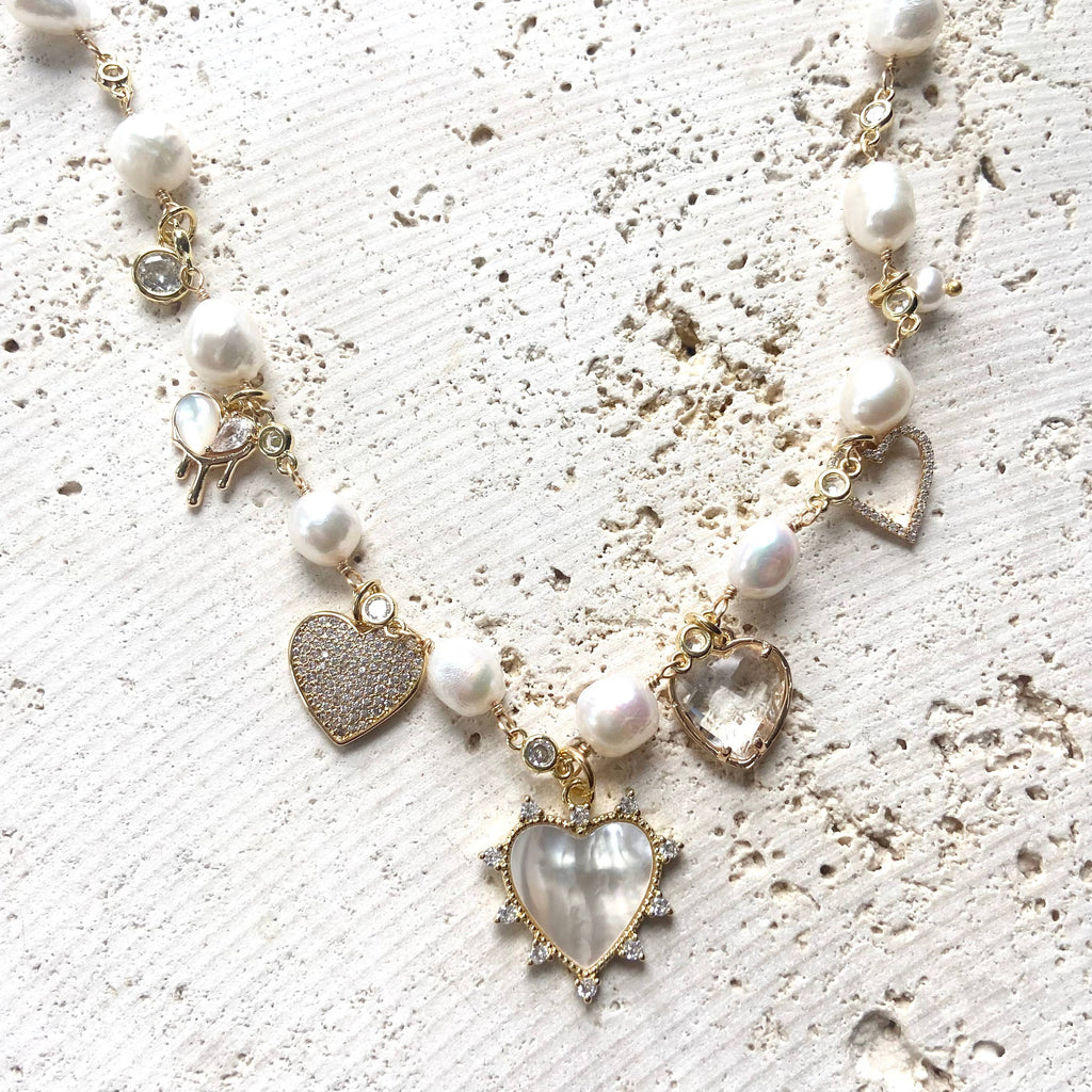 Luxe multi viral charm necklace trend pearl jewelry