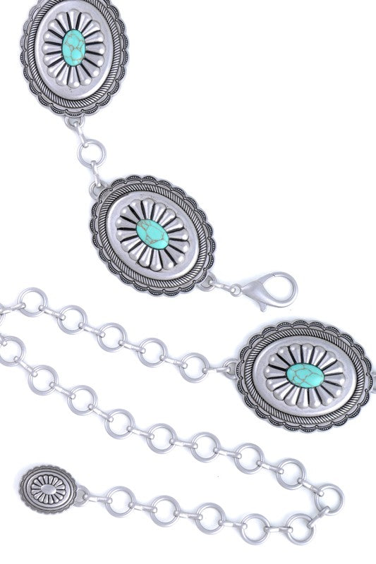 Flowers Silver Metal Chain Belt