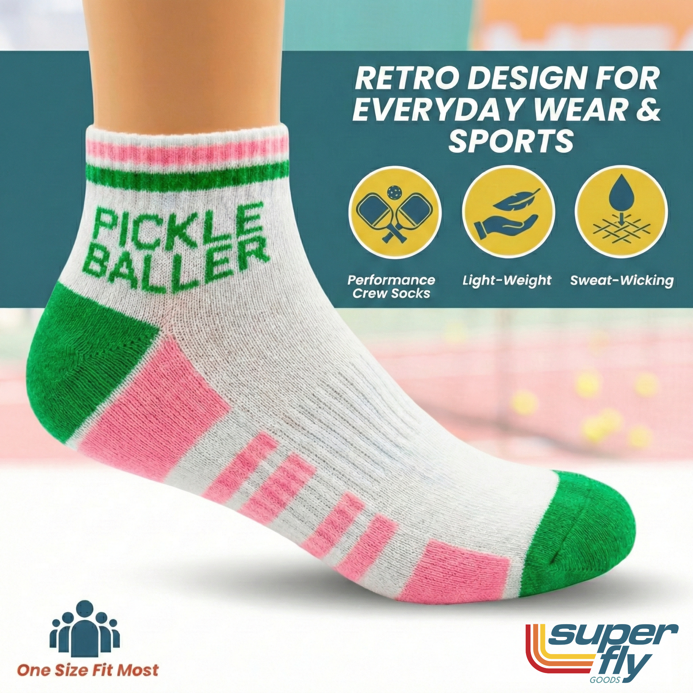 Pickleball Ankle Socks Men & Women  Athletic Socks Pink