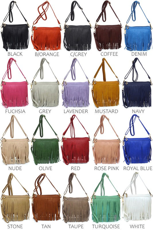Western Fringe Clutch Cross Body Bag available in 20 colors