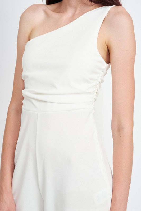 Wide Leg One Shoulder Jumpsuit