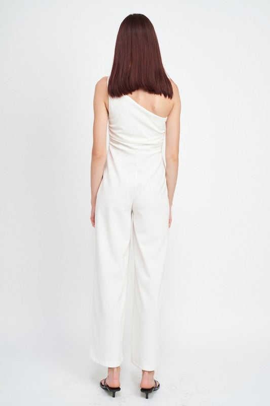 Wide Leg One Shoulder Jumpsuit