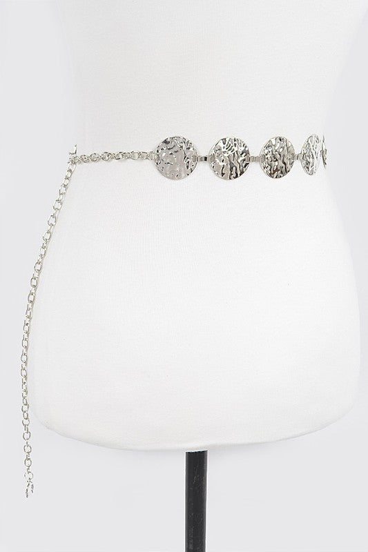 Hammered Silver Metal Chain Belt