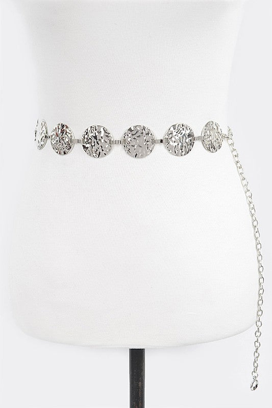 Hammered Silver Metal Chain Belt
