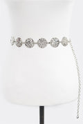 Hammered Silver Metal Chain Belt
