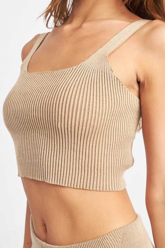 Ribbed Square Neck Top