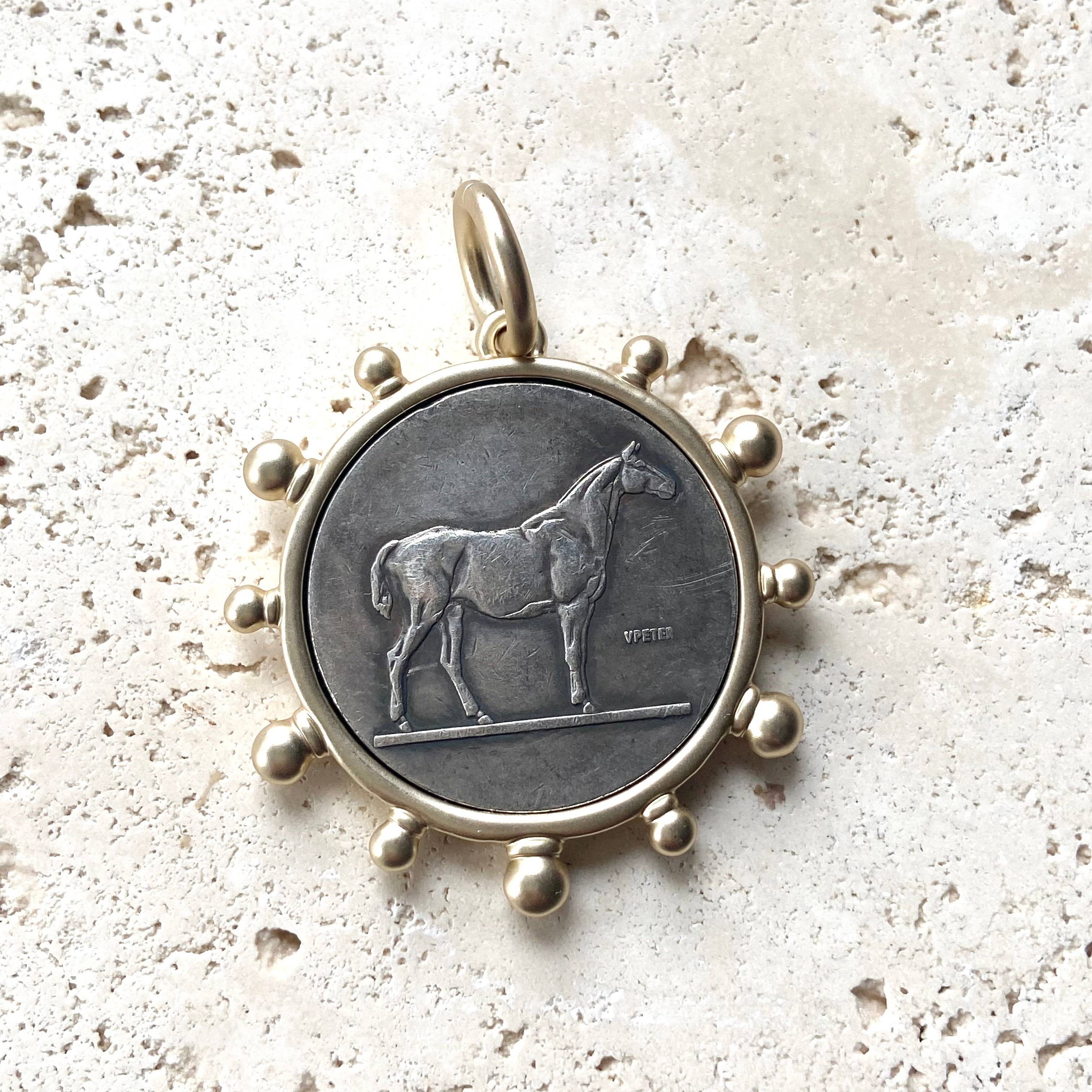 Horse equestrian queen French bee coin jewelry medallion