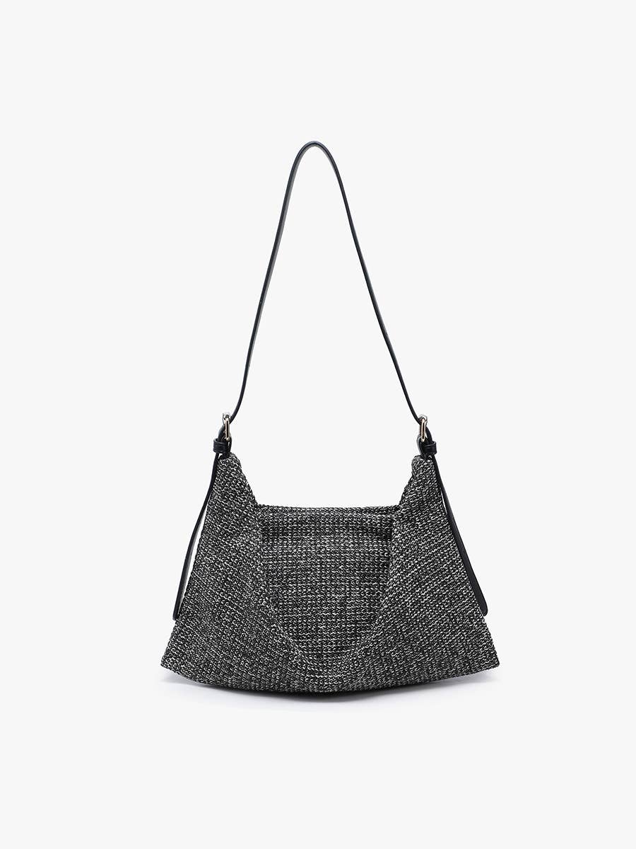 M2840 Samantha Soft Straw Woven Shoulder Bag w/ Snap Closure