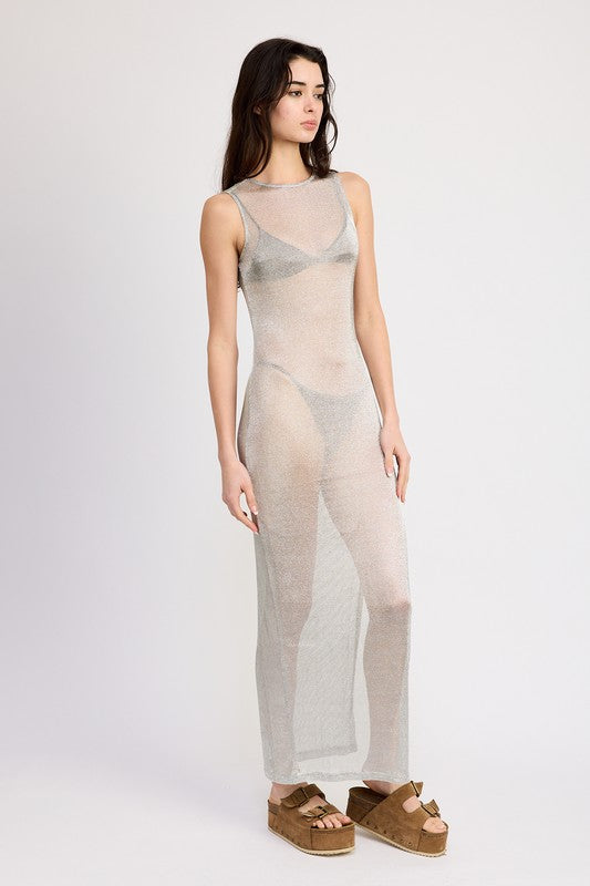 Mesh Silver Maxi Dress
