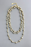 HYL160 Dalmatian jasper and brass necklace