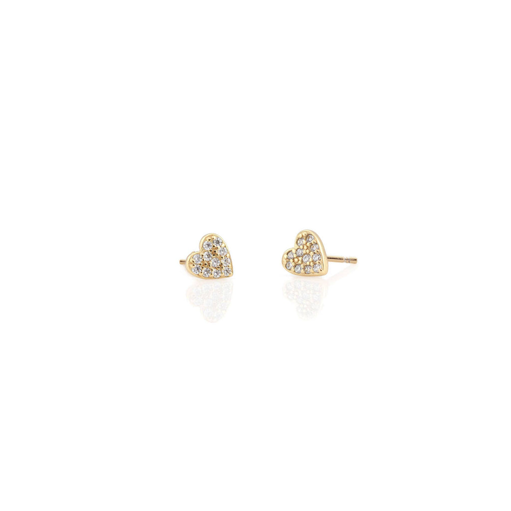Heart Crystal Stud Earrings 18K Gold Vermeil | Sterling Silver CZ Crystals Nickel Free Hypoallergenic Ships from CA