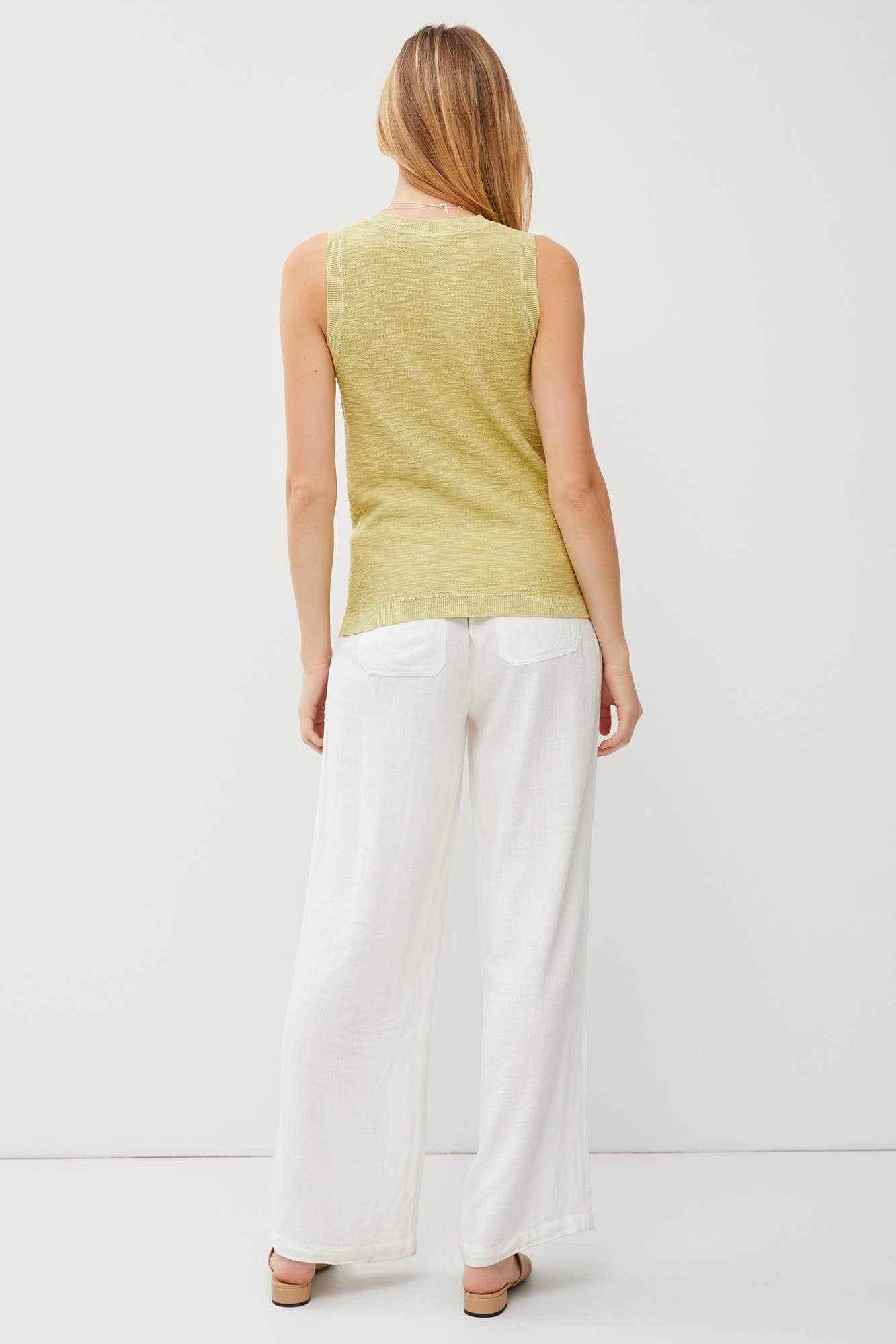 [NEW COLOR]ROUND NECK SLEEVELESS SLUB KNIT TOP
