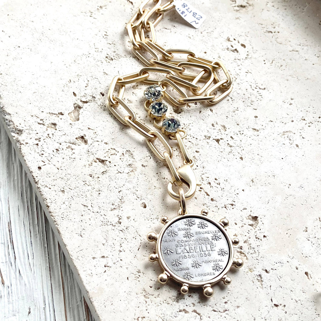 Horse equestrian queen French bee coin jewelry medallion