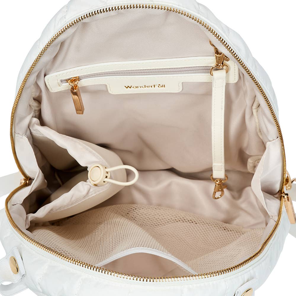 Pickleball HydroSling Bag with Removable Racquet Cover- White Ripstop with Stripe