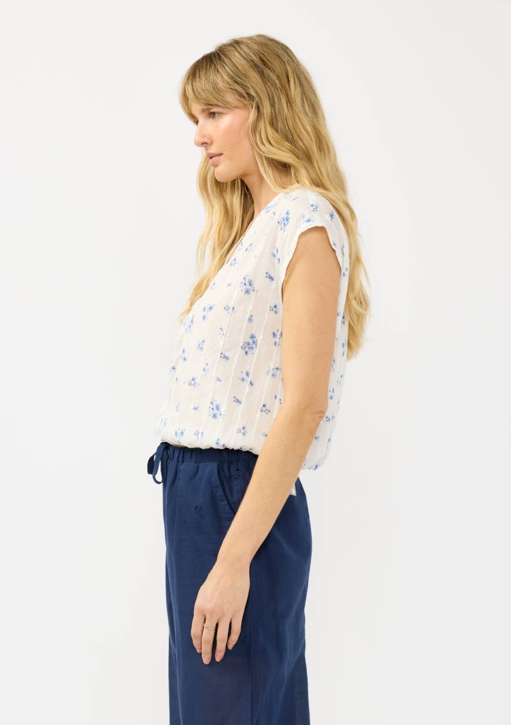 Button Down Lace Trim Top