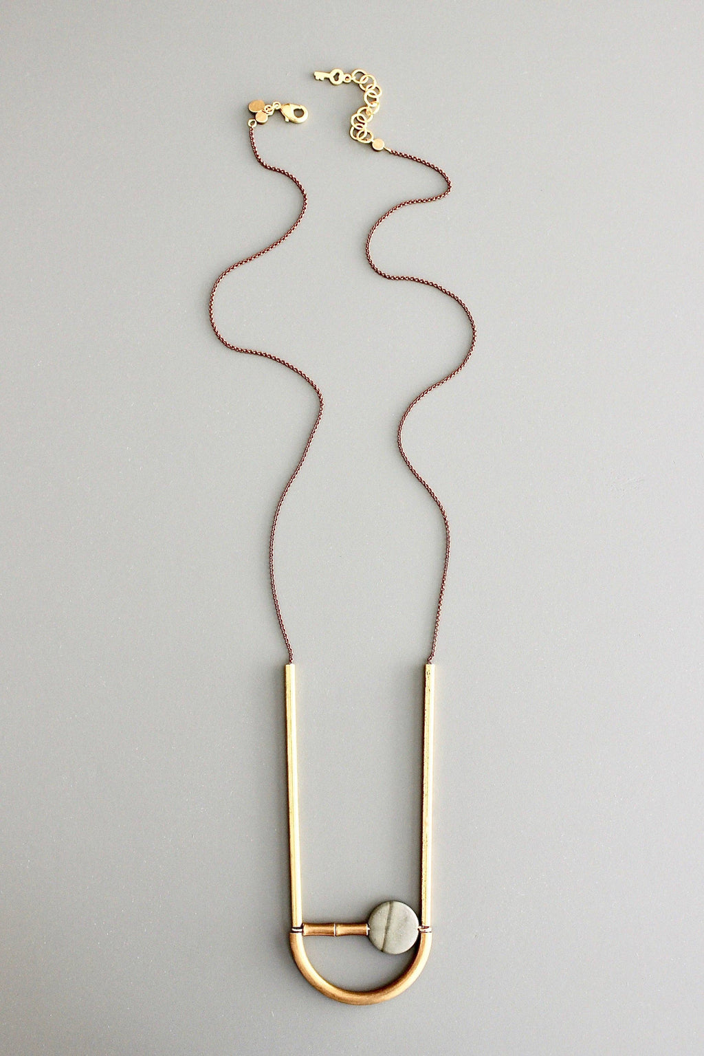 ATH134 Geometric brass and jasper necklace