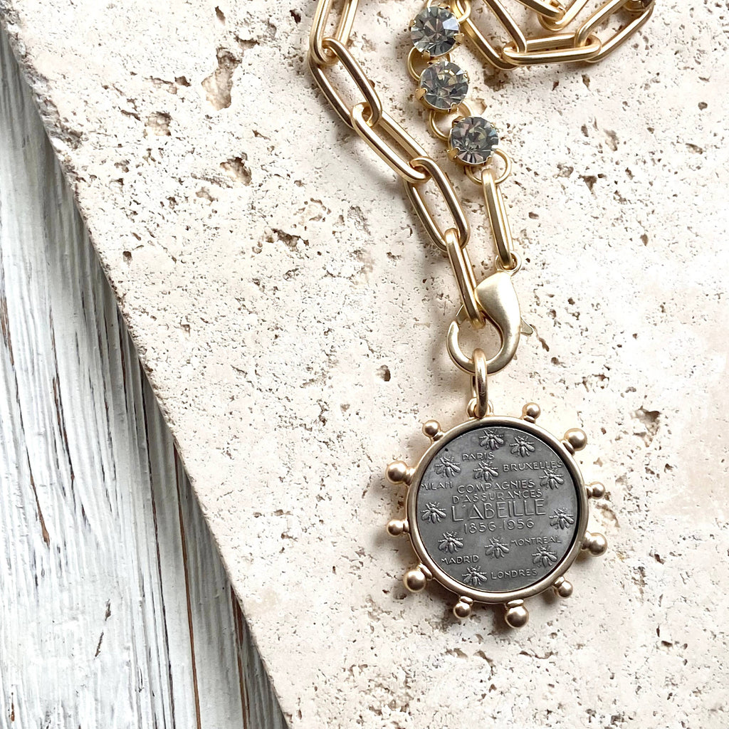 Horse equestrian queen French bee coin jewelry medallion