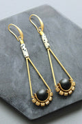 LEXE49 Dalmatian jasper and jet glass earrings