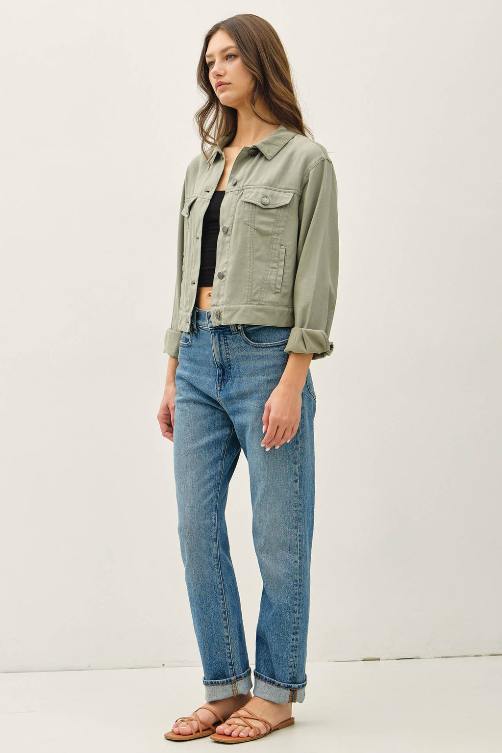 GARMENT WASHED TENCEL WESTERN JACKET