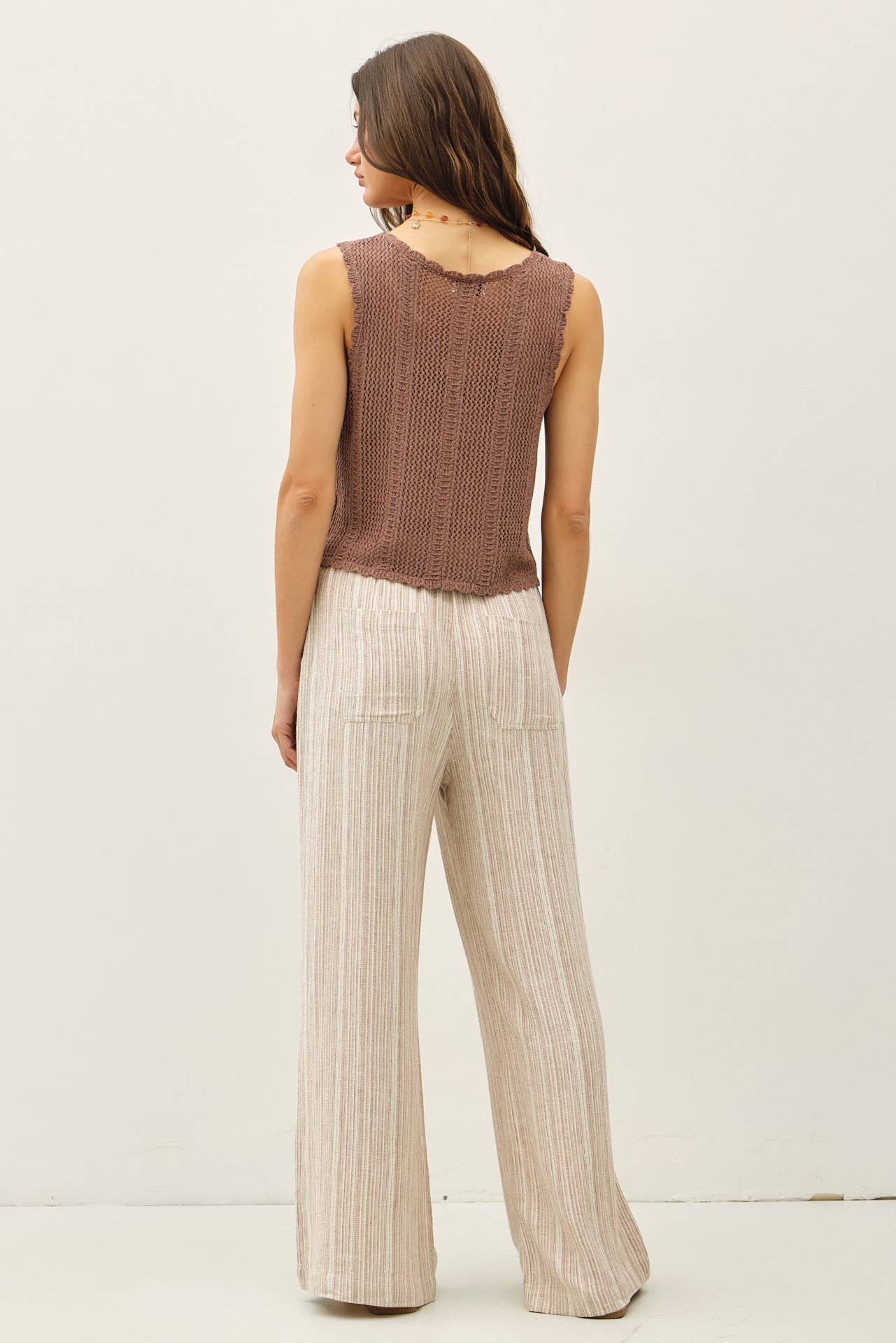 29" INSEAM STRIPED LINEN WIDE LEG PANTS