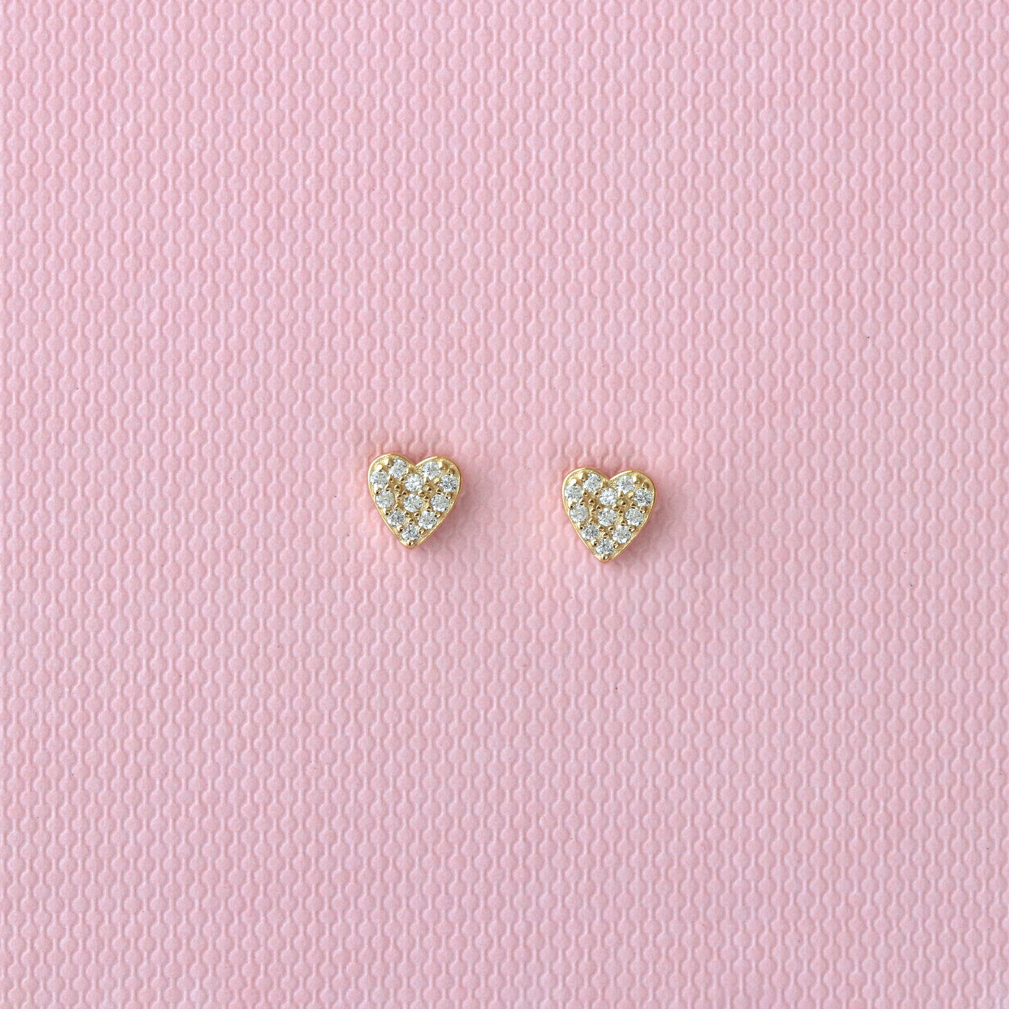 Heart Crystal Stud Earrings 18K Gold Vermeil | Sterling Silver CZ Crystals Nickel Free Hypoallergenic Ships from CA