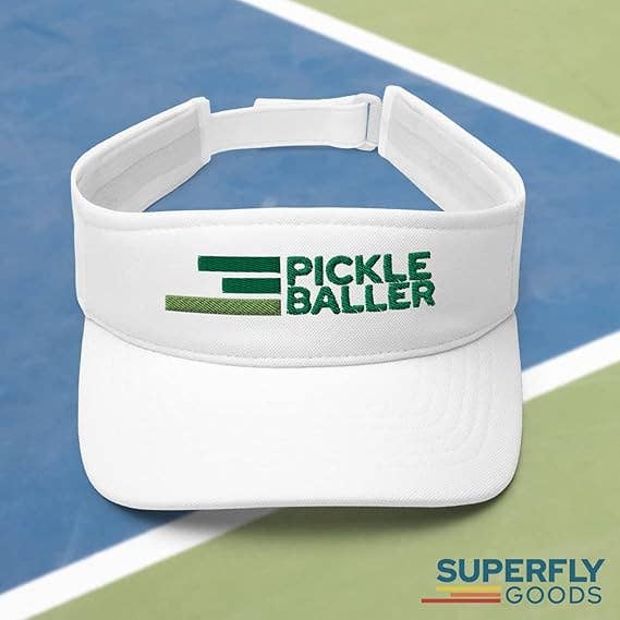 Pickle Baller Retro Pickleball Visor Fun Pickle Ball Gift  Men's and Women's White