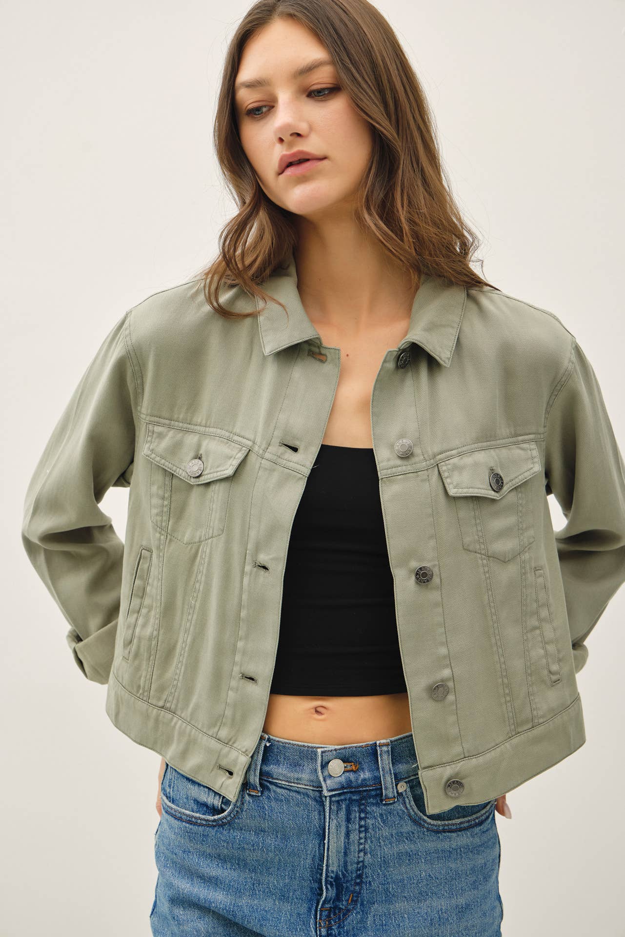 GARMENT WASHED TENCEL WESTERN JACKET