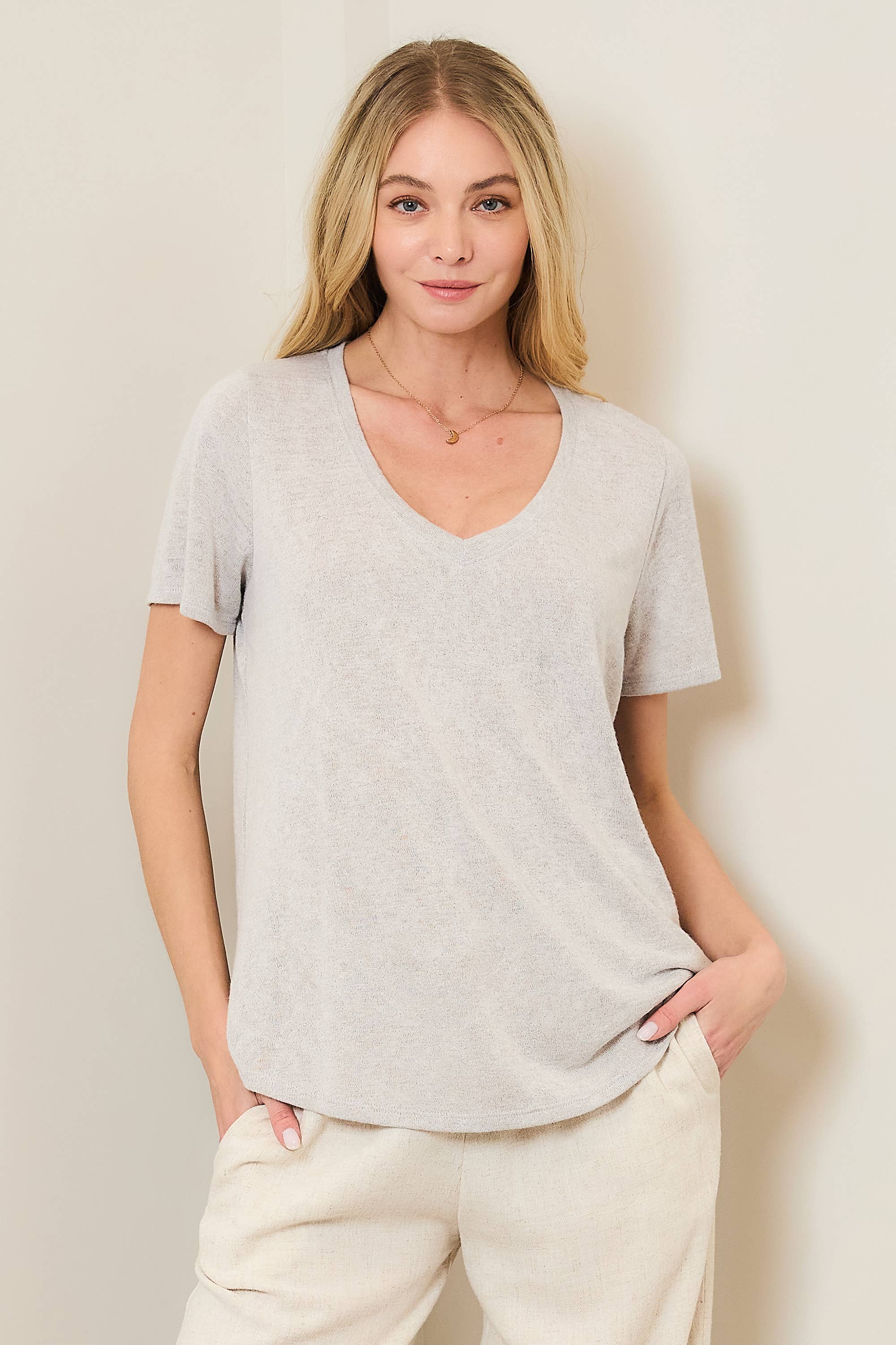 HACCI SLUB RELAXED FIT V-NECK S/S TEE FWMT3683