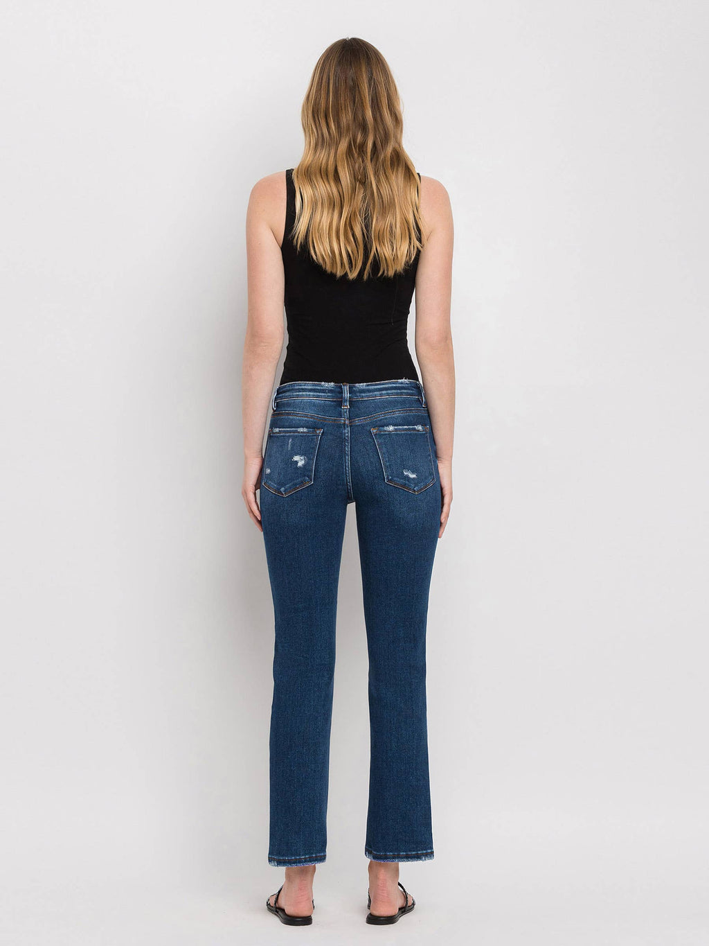 MID RISE ANKLE SLIM STRAIGHT JEANS F4999