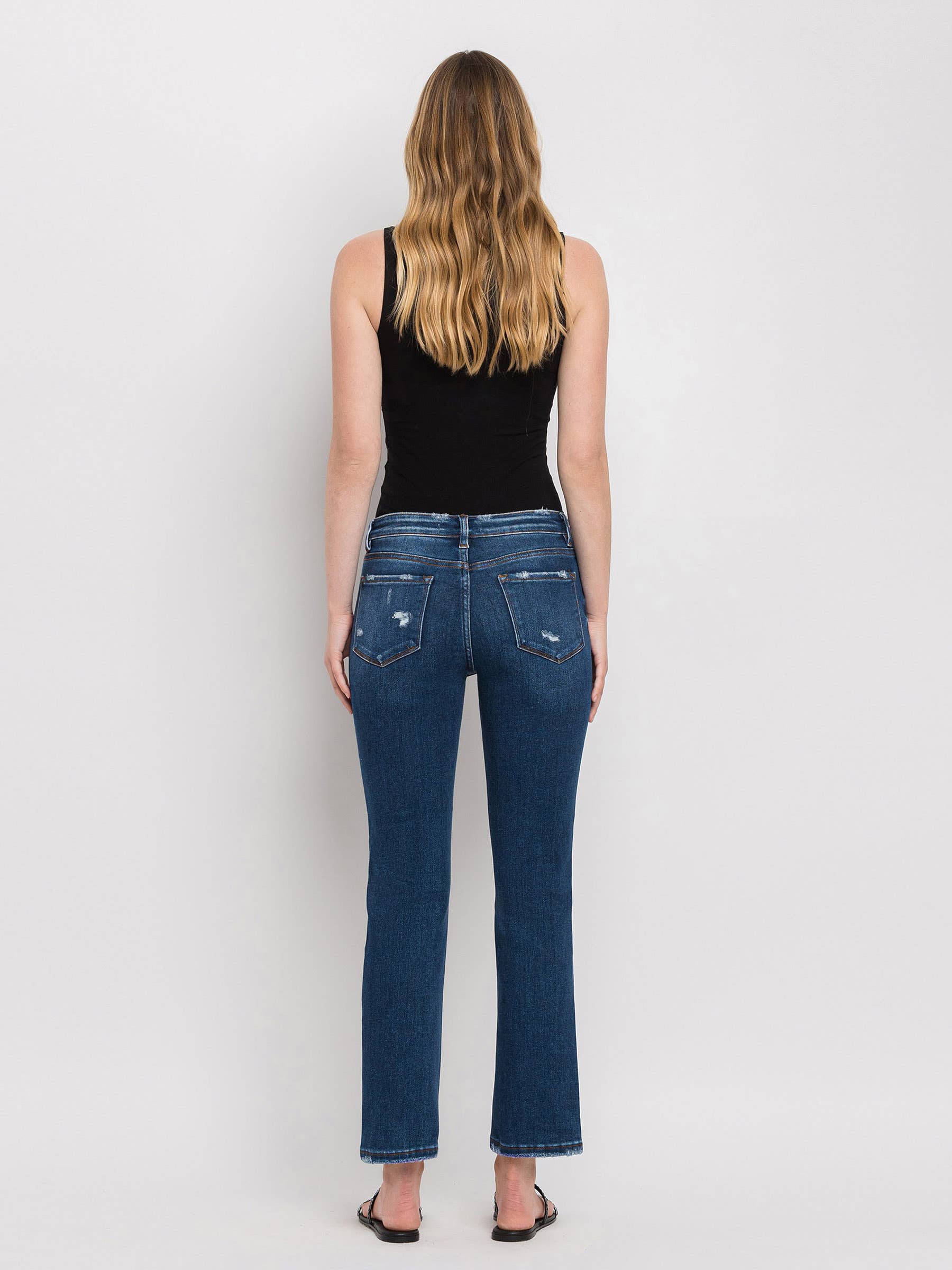 MID RISE ANKLE SLIM STRAIGHT JEANS F4999