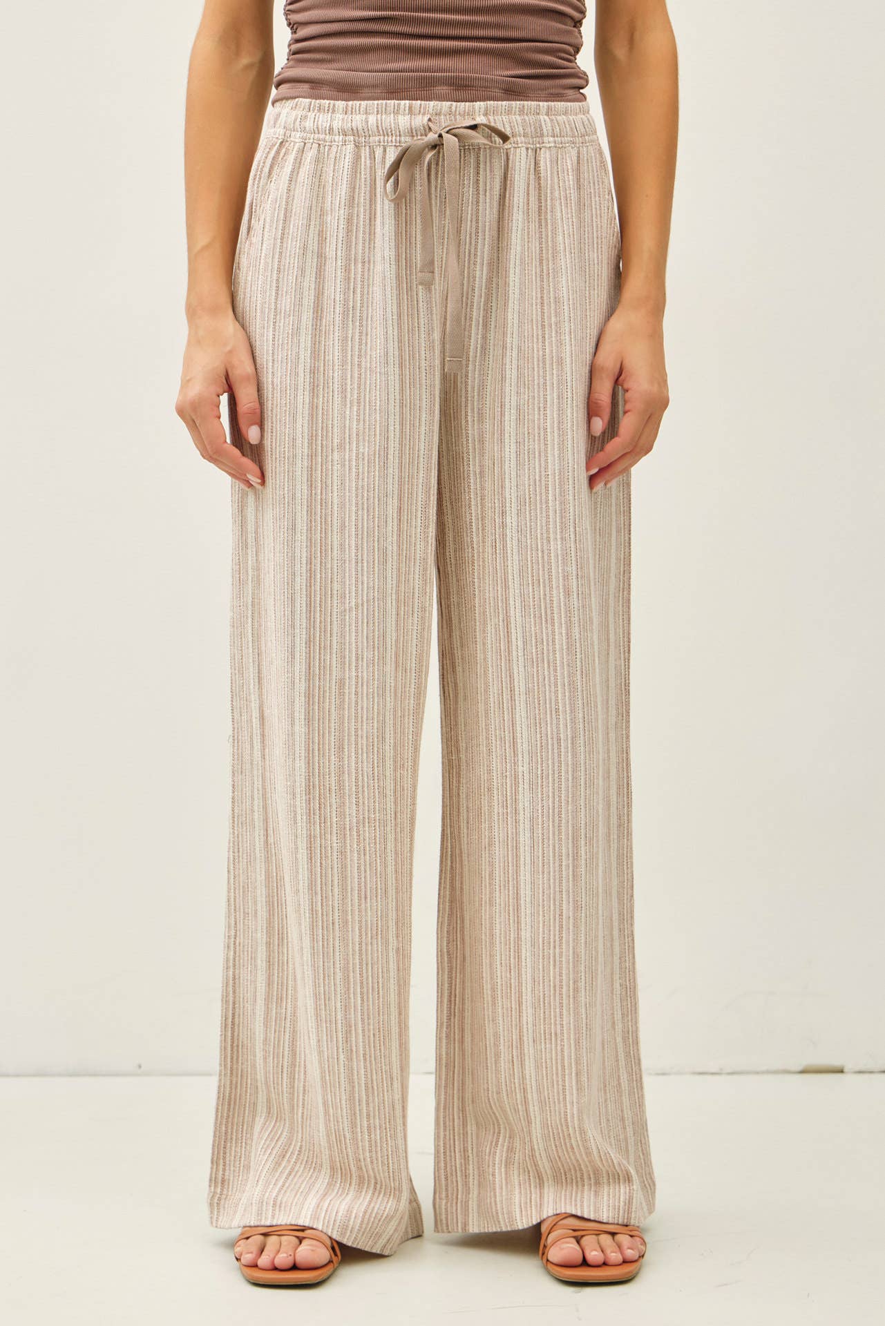 29" INSEAM STRIPED LINEN WIDE LEG PANTS