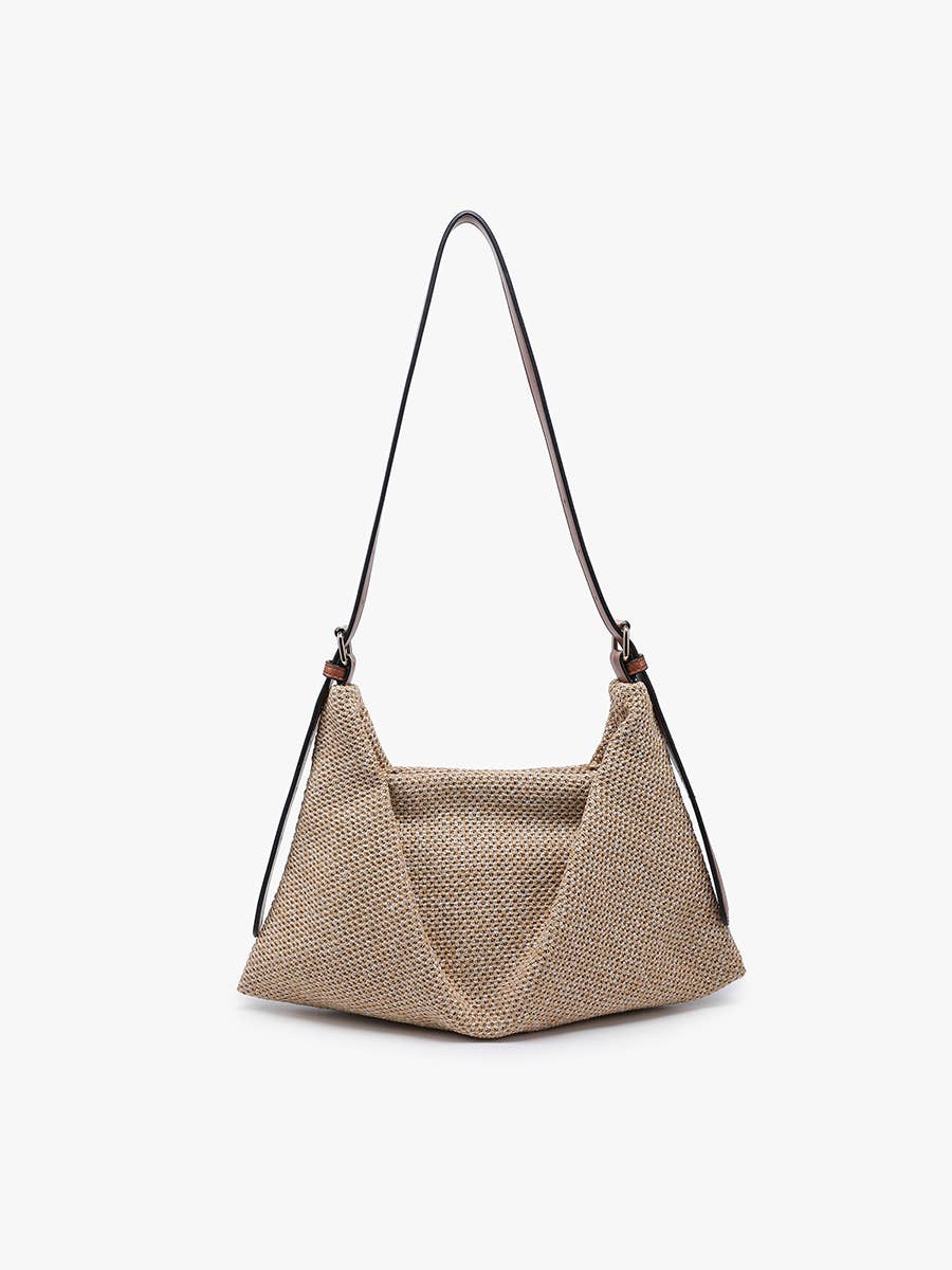 M2840 Samantha Soft Straw Woven Shoulder Bag w/ Snap Closure