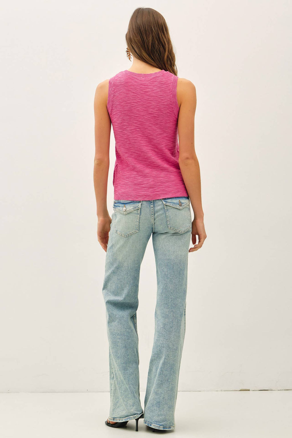 [NEW COLOR]ROUND NECK SLEEVELESS SLUB KNIT TOP