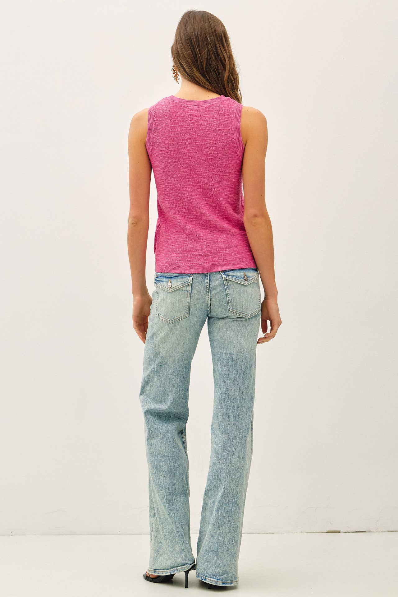 [NEW COLOR]ROUND NECK SLEEVELESS SLUB KNIT TOP