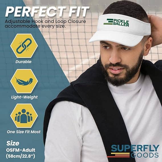 Pickle Baller Retro Pickleball Visor Fun Pickle Ball Gift  Men's and Women's White