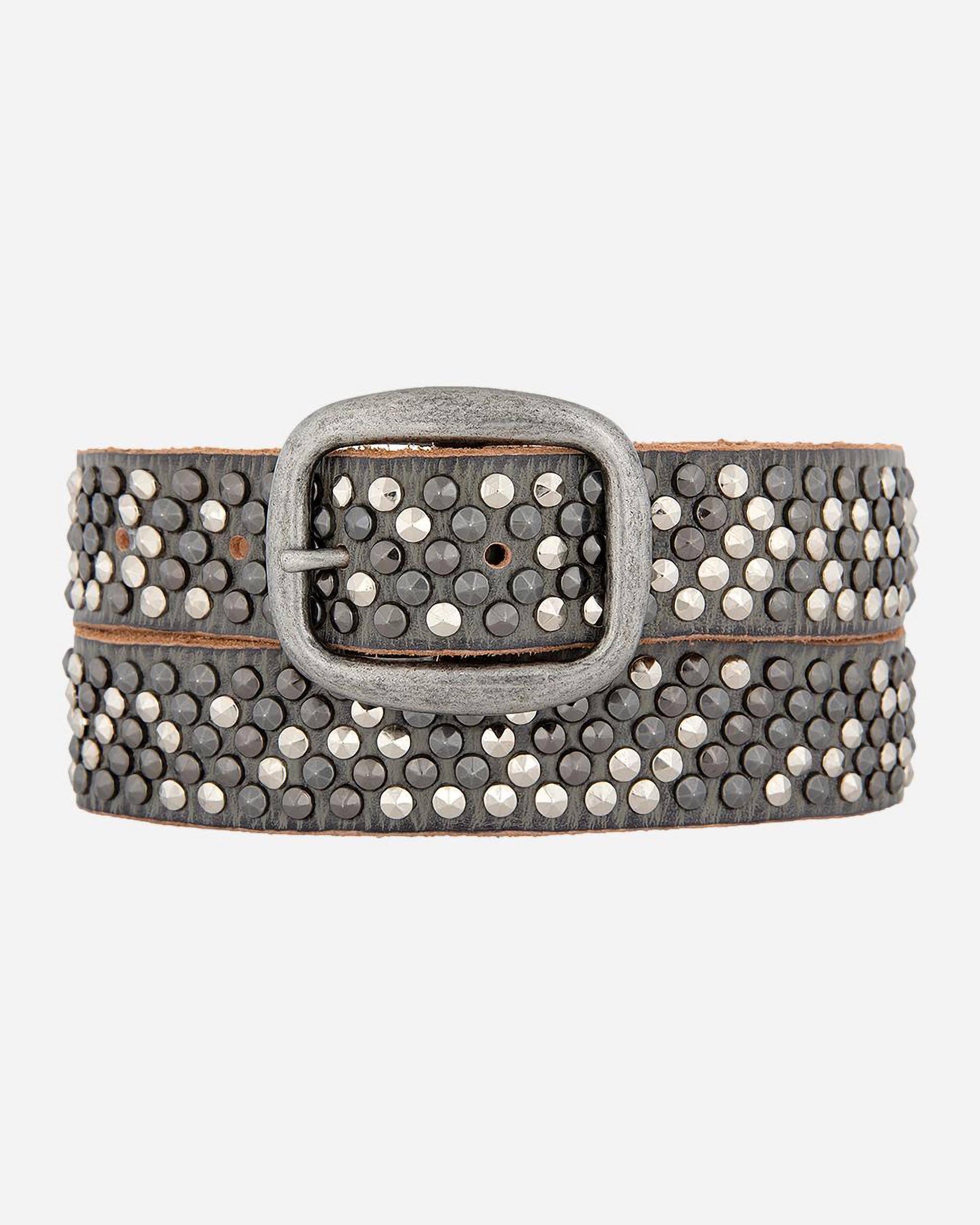 Britta | Vintage Silver Buckle Studded Leather Belt Women