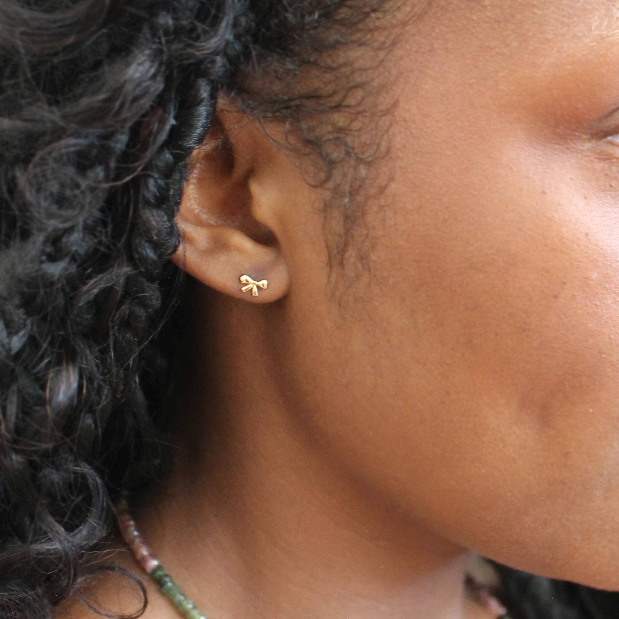 Bow Stud Earrings 18K Gold Vermeil | Sterling Silver Nickel Free Hypoallergenic Ships from CA