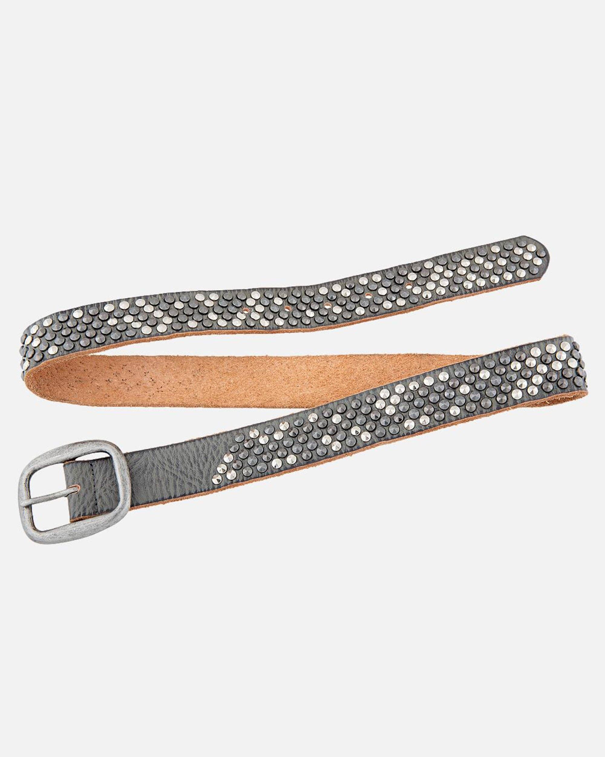 Britta | Vintage Silver Buckle Studded Leather Belt Women