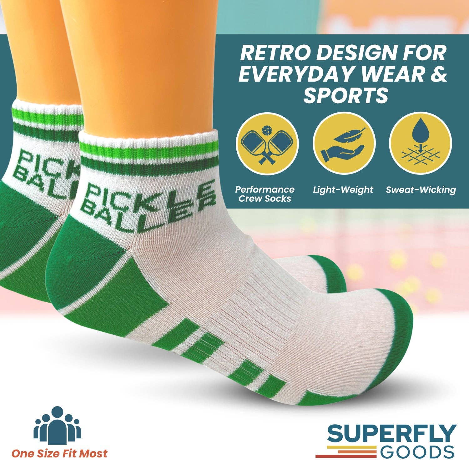 Pickleball Ankle Socks Men & Women Athletic Socks Green