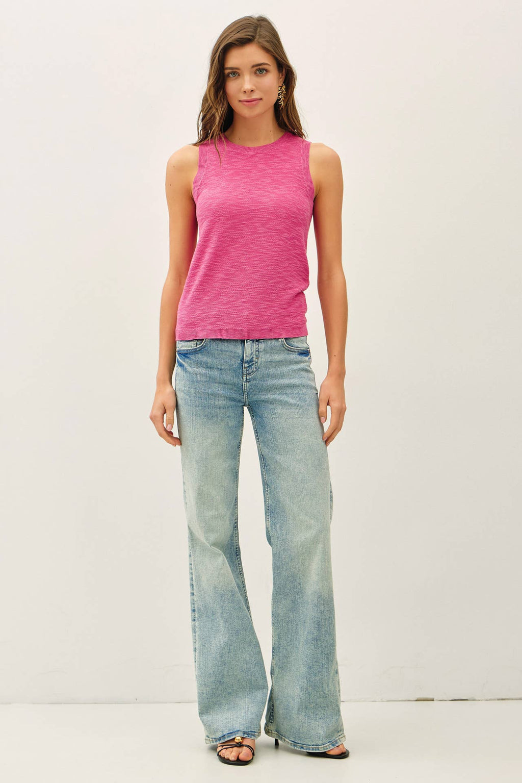 [NEW COLOR]ROUND NECK SLEEVELESS SLUB KNIT TOP